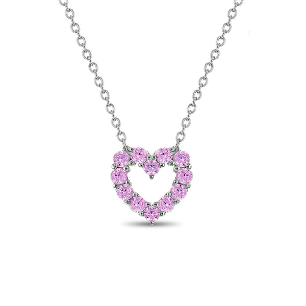 Open CZ Heart Girls Necklace