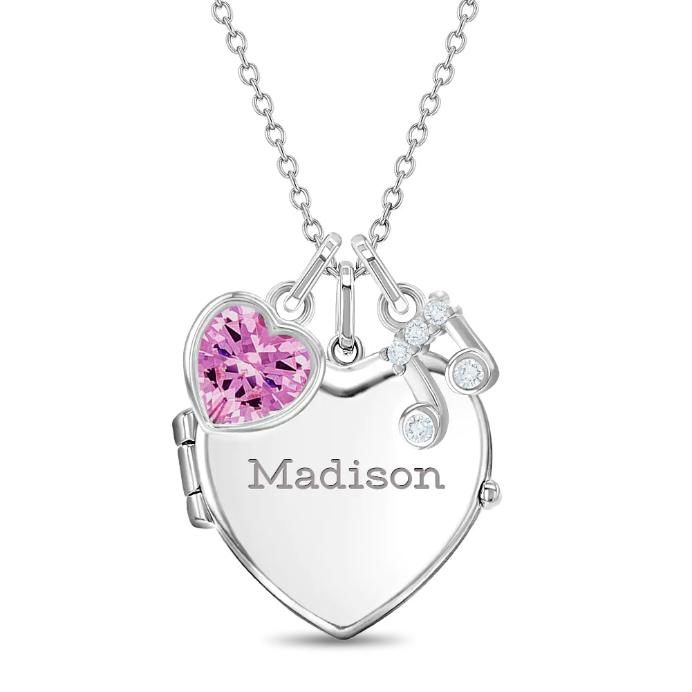Musical Lover Kids / Children's / Girls Pendant/Necklace With Charms - Sterling Silver