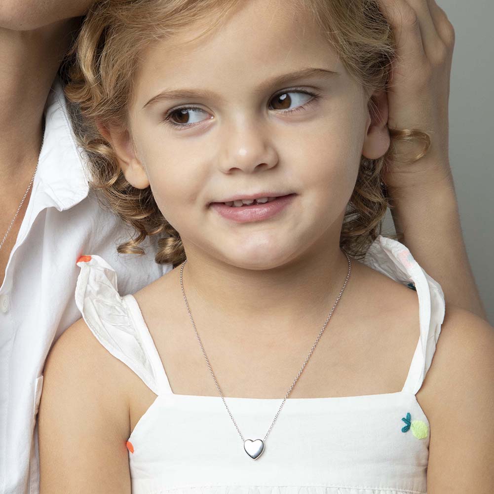 Tiny Monogram Heart Toddler / Kids / Girls Pendant/Necklace Engravable - Sterling Silver