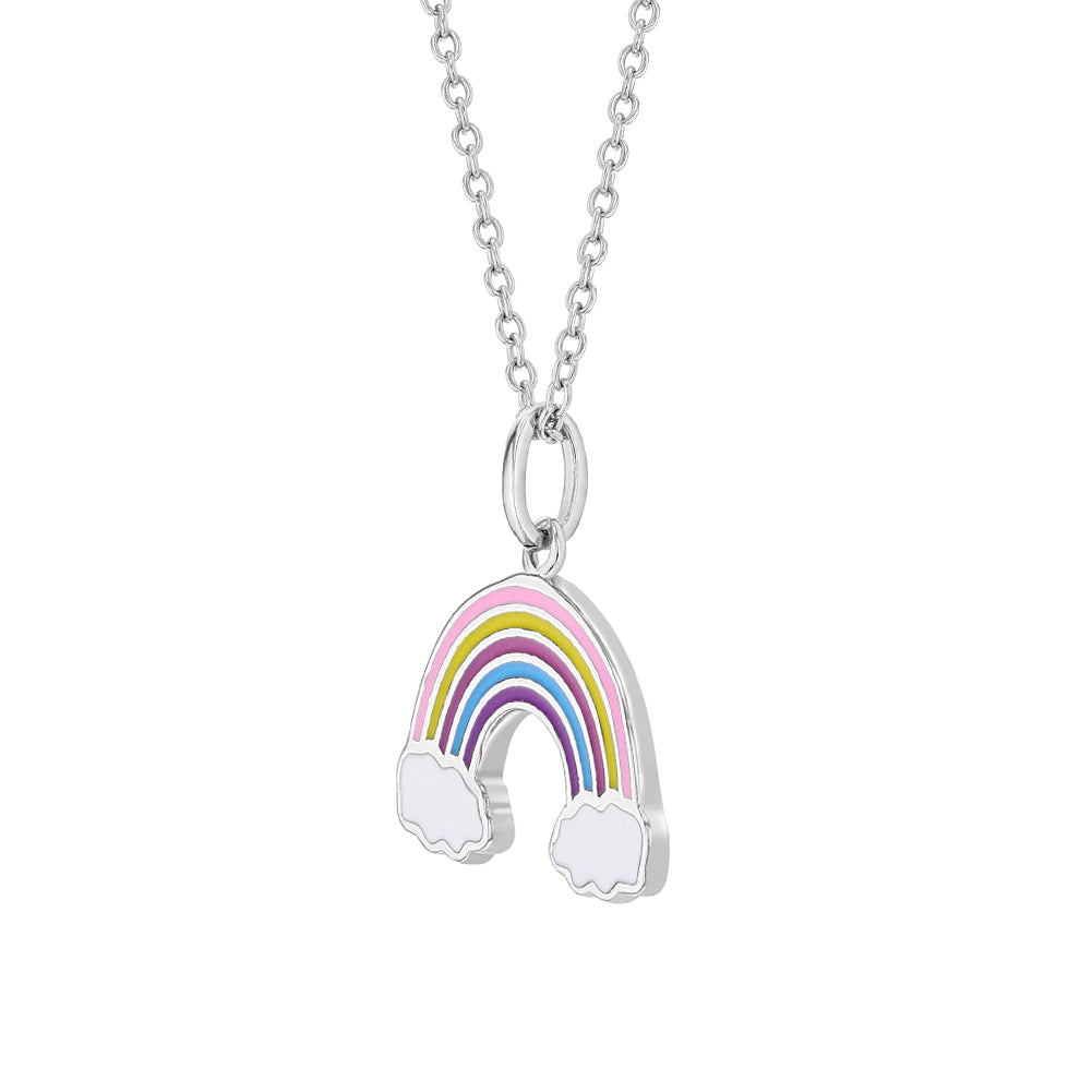 Colorful Rainbow Toddler/Kids/Girls Necklace Enamel - Sterling Silver