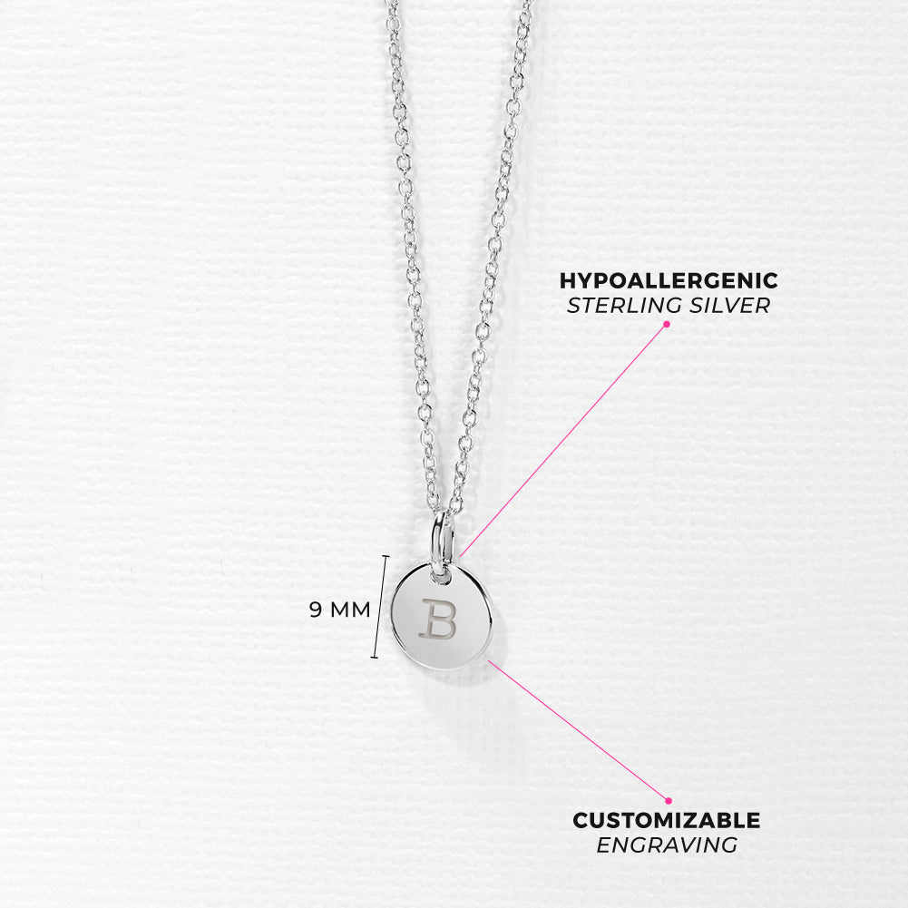 Small Monogram Circle Toddler/Kids/Girls Necklace - Sterling Silver