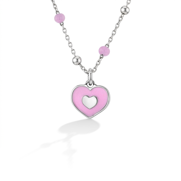Pink Heart Satellite Children's Necklace