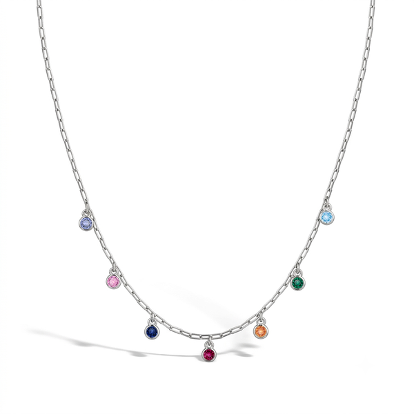 Multicolored CZ Dangle Girls Necklace
