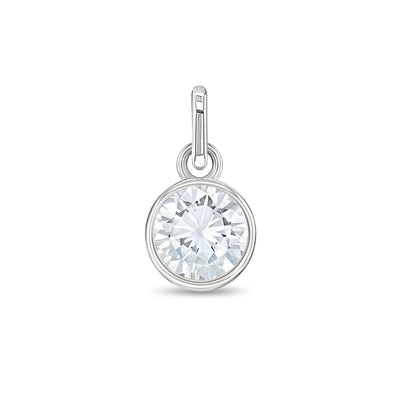 CZ Birthstone Charm April – Diamond Children's / Girls for Charm Bracelet - Sterling Silver