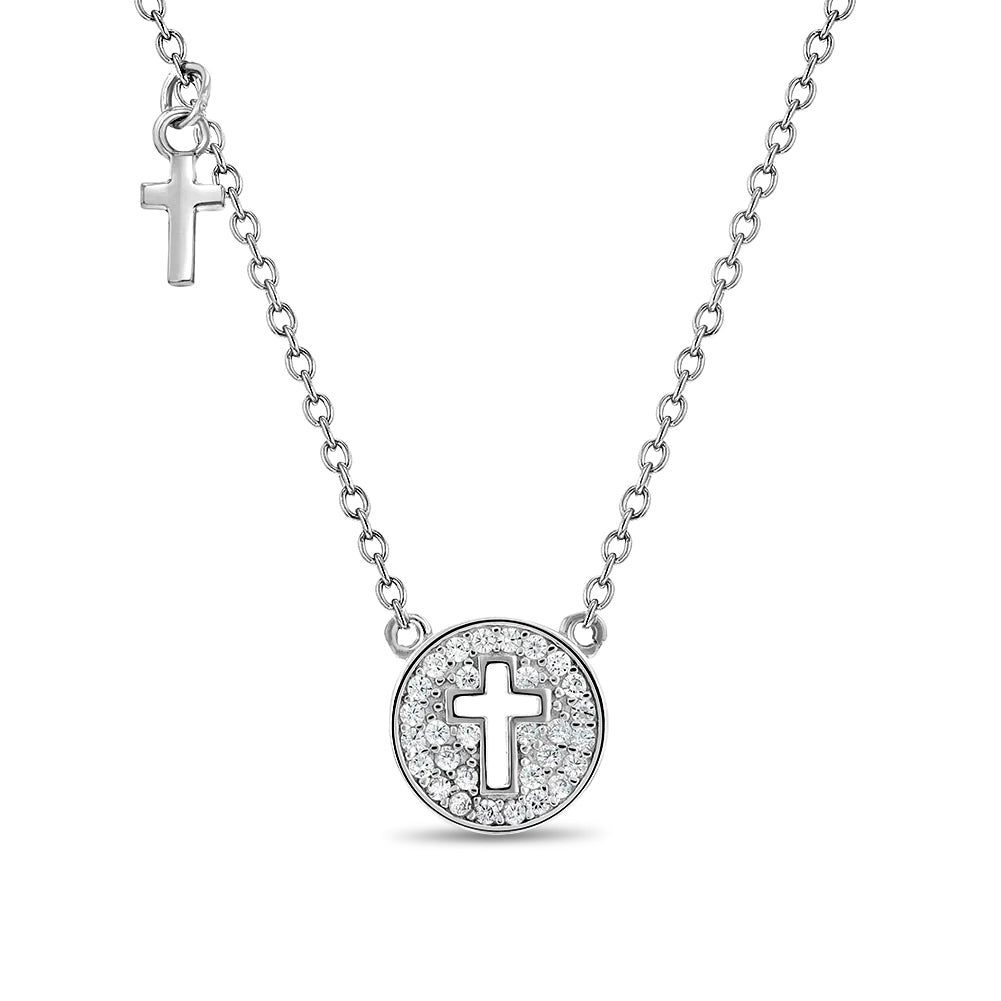 Tiny Cross Lock & Key 9mm Toddler / Kids / Girls Pendant/Necklace Religious - Sterling Silver