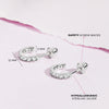 CZ Half Hoop Teen Earrings Screw Back Basket Setting - Sterling Silver