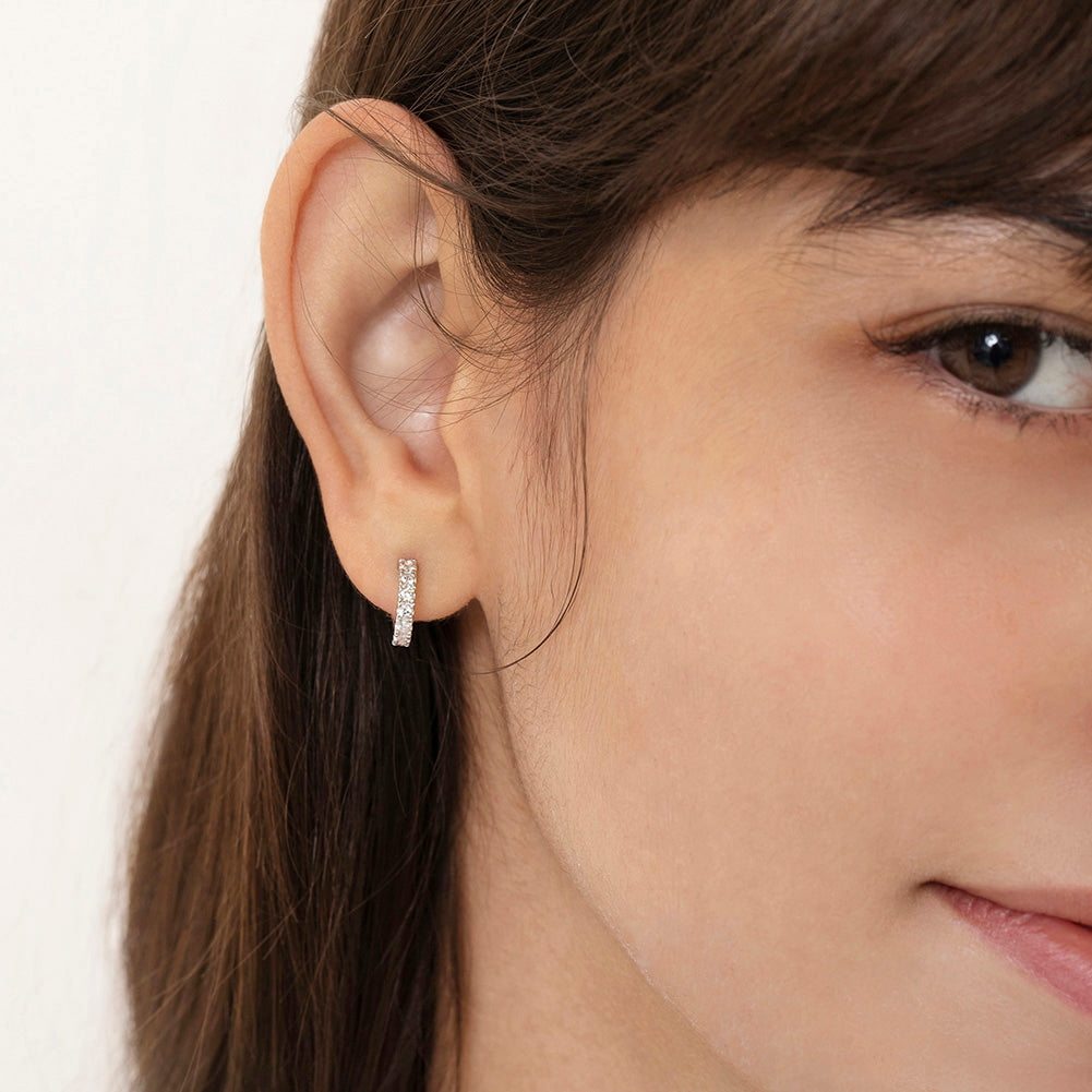 14k White Gold Tiny Cubic Zirconia Religious Cross Screw Back Earrings for  Girls - Body Pierce Jewelry
