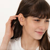 CZ Half Hoop Teen Earrings Screw Back Basket Setting - Sterling Silver