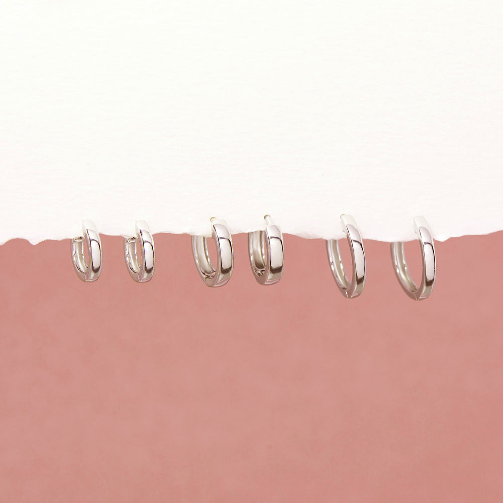 Bold 9-13mm Women's Earrings Hoop/Huggie - Sterling Silver