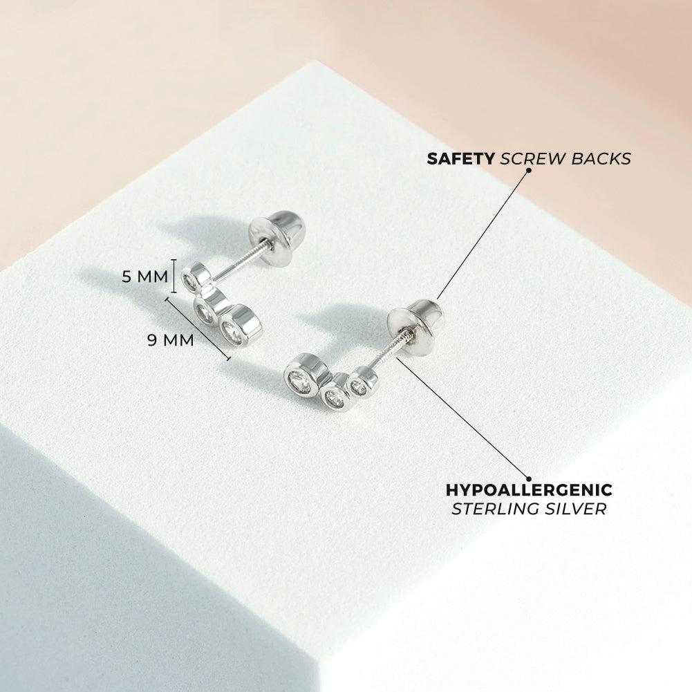Cubic Zirconia Climber Women's Earrings Sterling Silver
