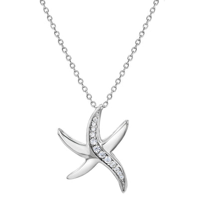 CZ Starfish Preteen / Teen Pendant/Necklace - Sterling Silver