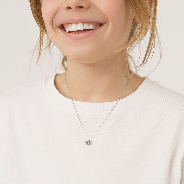 Bezel CZ Halo Girls Necklace
