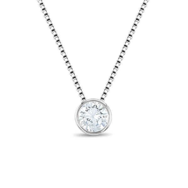 Bezel CZ Halo Girls Necklace