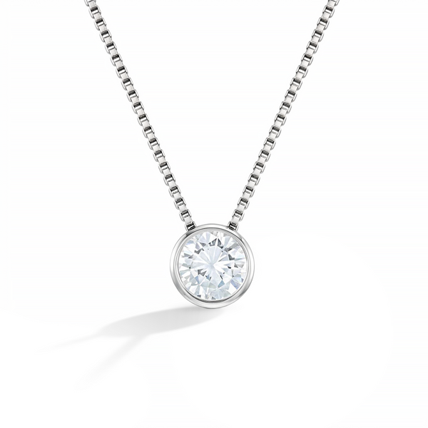 Bezel CZ Halo Girls Necklace