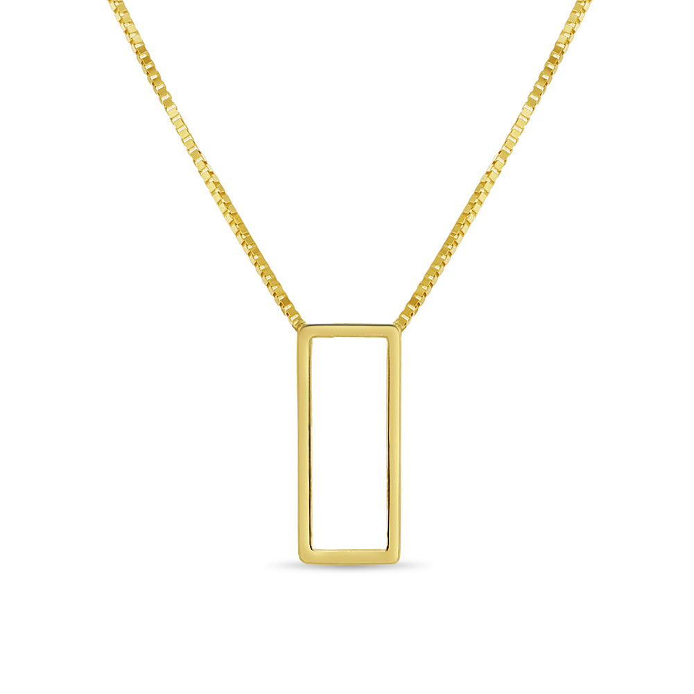 Square Outline 15"-17" Plated Women's Pendant/Necklace Box Chain - Sterling Silver