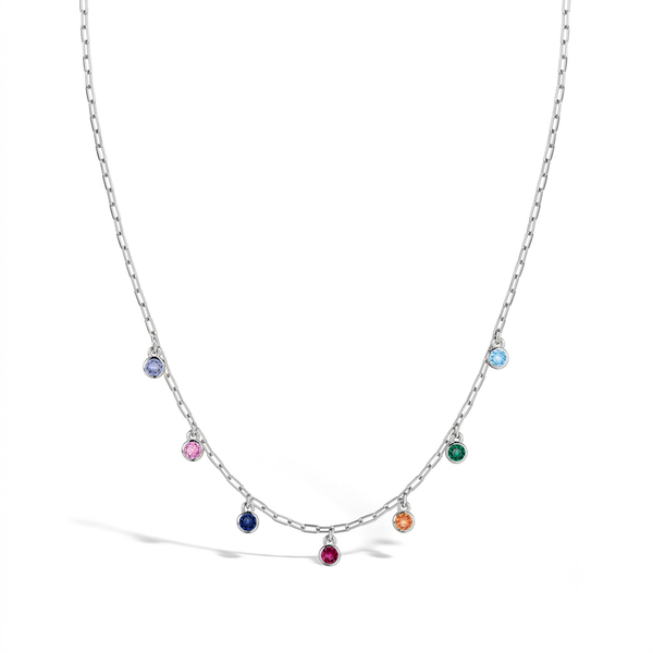 Multicolored CZ Dangle Women's Necklace