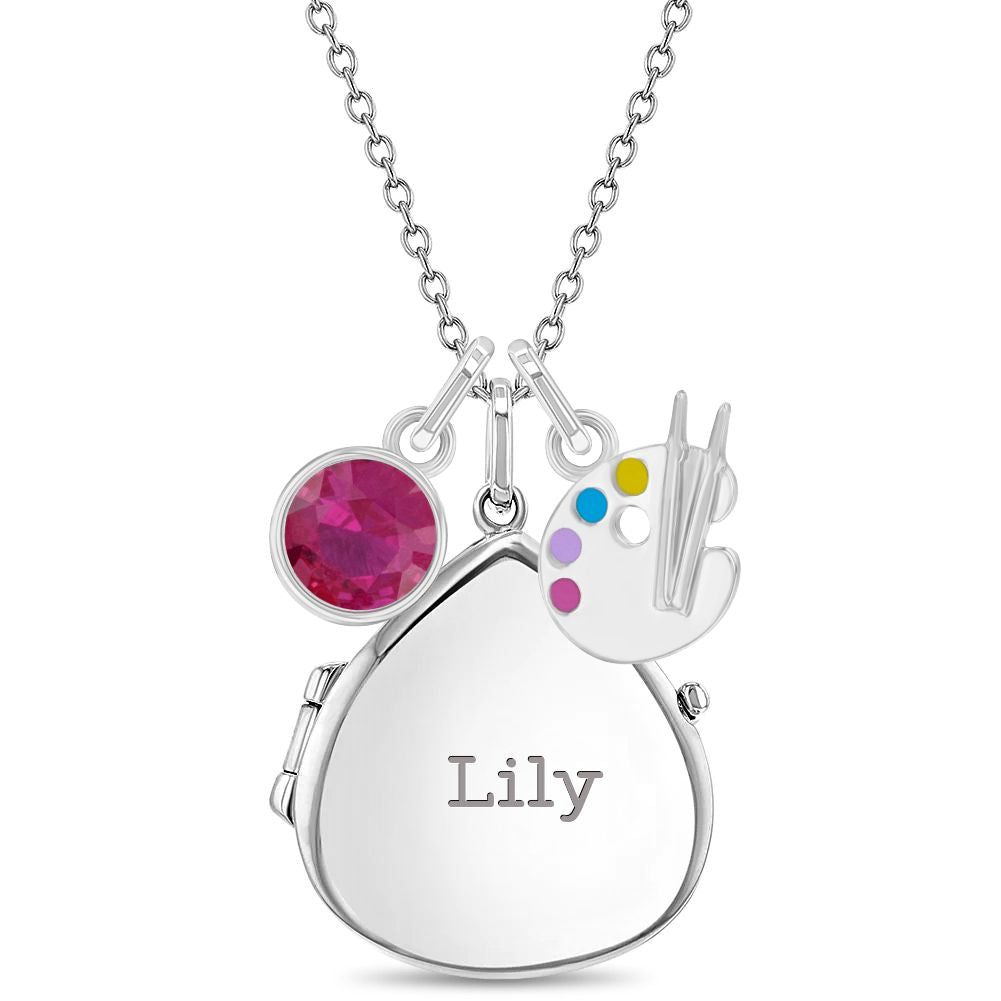 Tiny Painters Kids Children's Girls Pear Locket/Necklace With Charms Sterling Silver