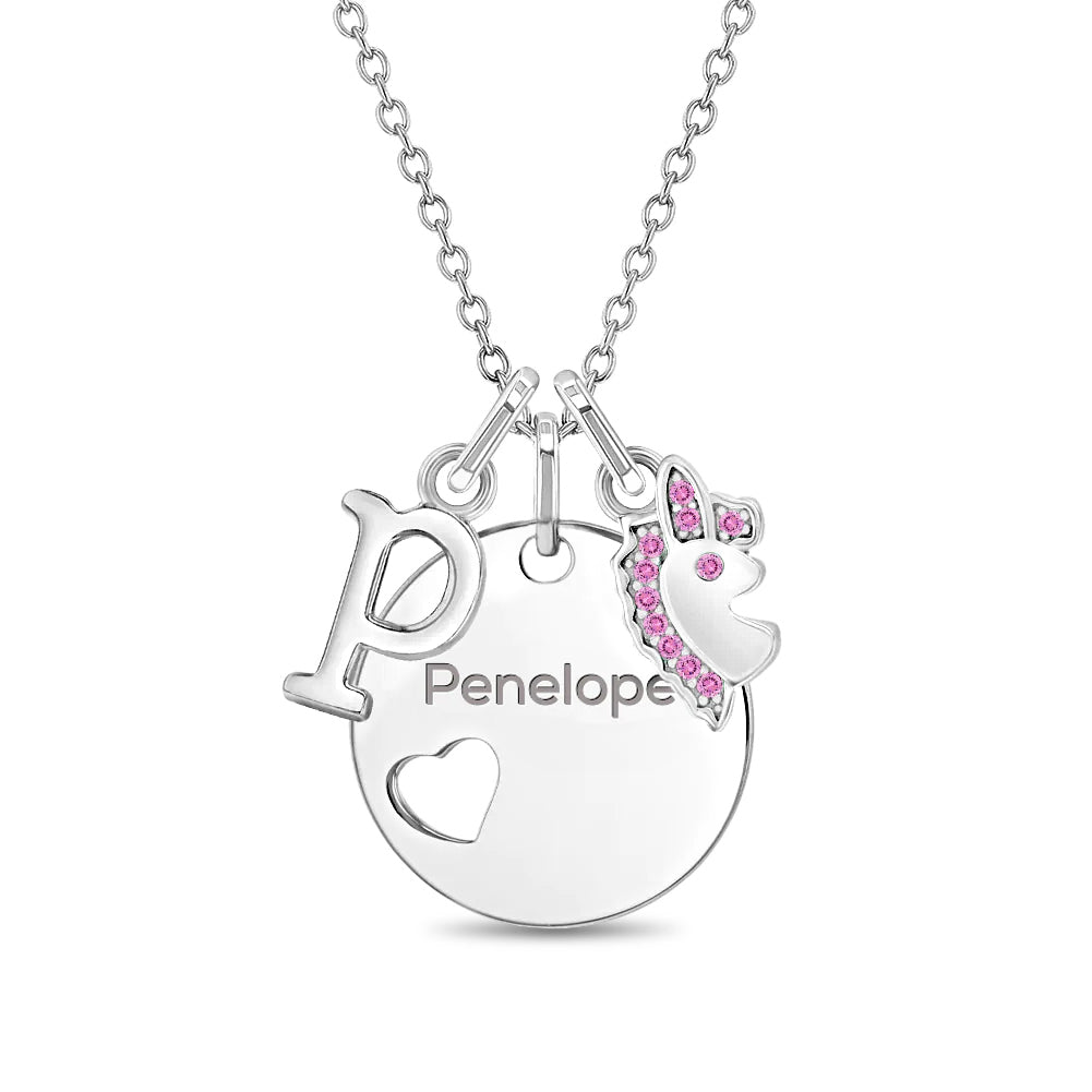 Mystical Heart Kids / Children's / Girls Pendant/Necklace With Charms - Sterling Silver