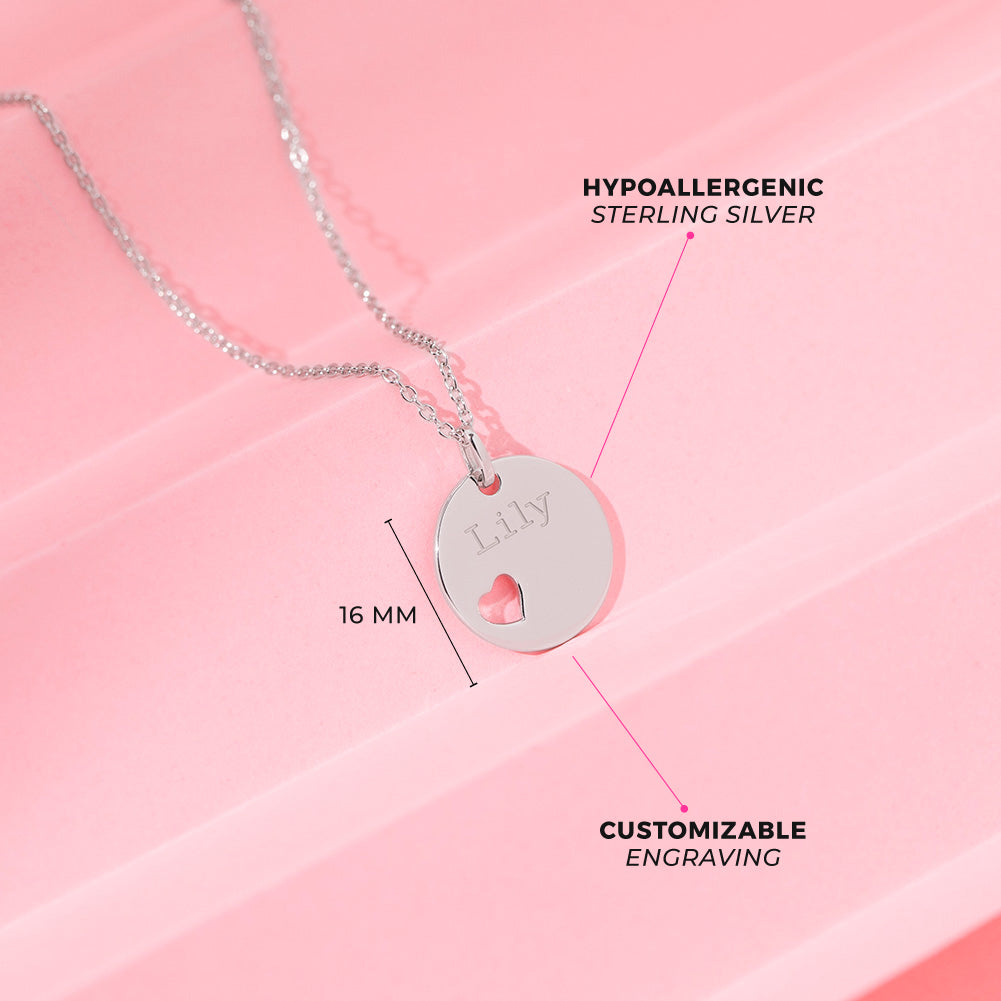 Timeless Heart Cutout Kids / Children's / Girls Pendant/Necklace With Charms - Sterling Silver