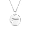 Heart Cutout Circle 16mm Kids / Children's / Girls Pendant/Necklace Personalized / Engravable - Sterling Silver