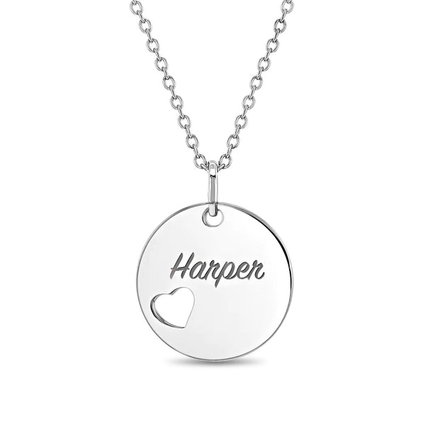 Heart Cutout Circle Girls Necklace
