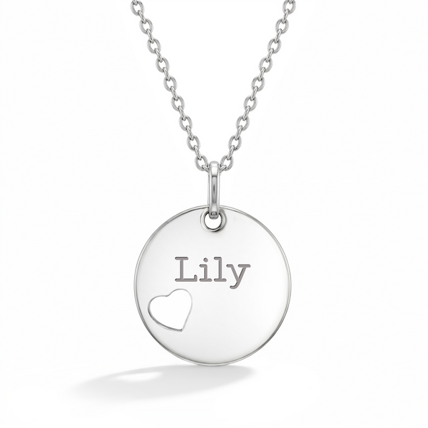Heart Cutout Circle Girls Necklace
