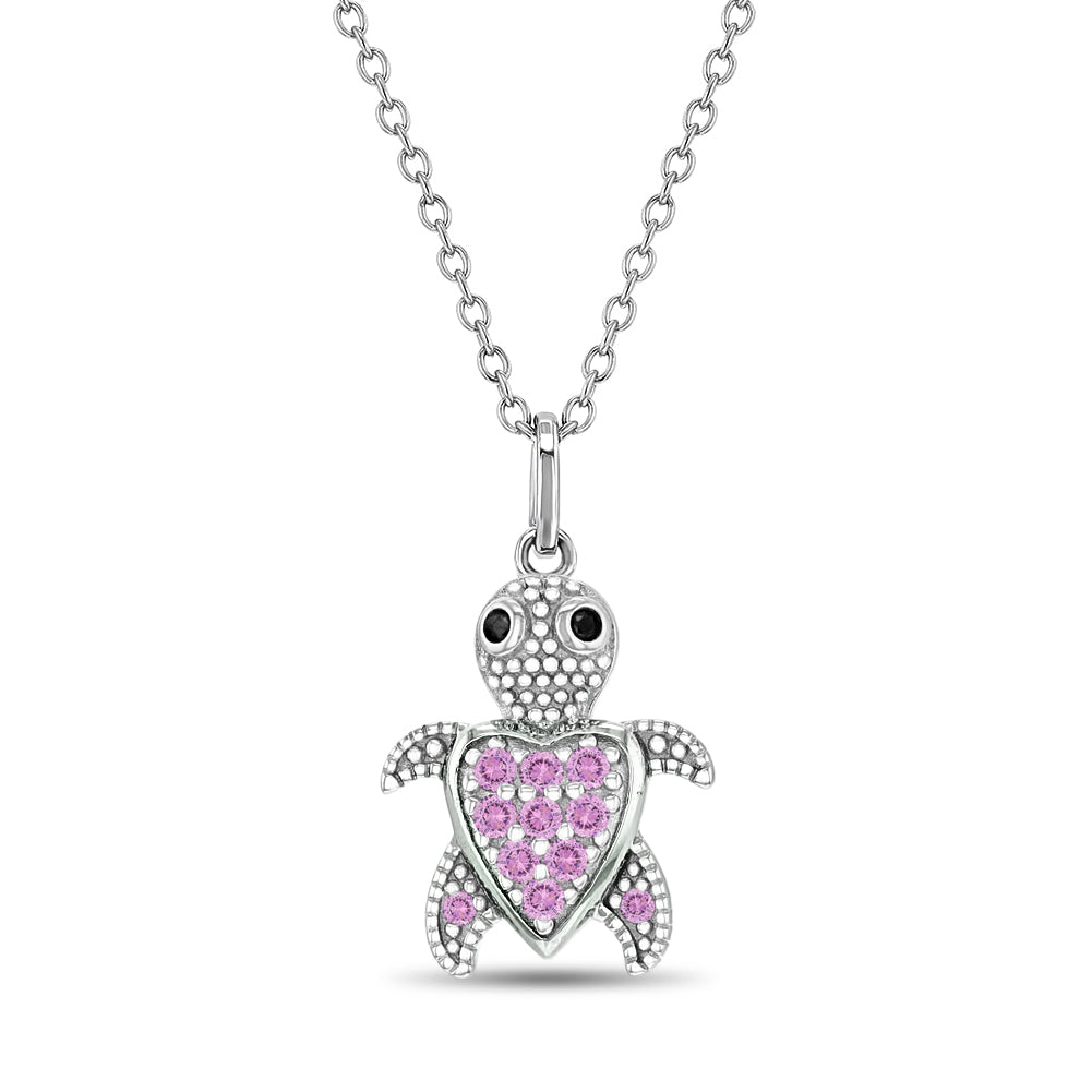 Adorable Turtle Kids / Children's / Girls Pendant/Necklace - Sterling Silver