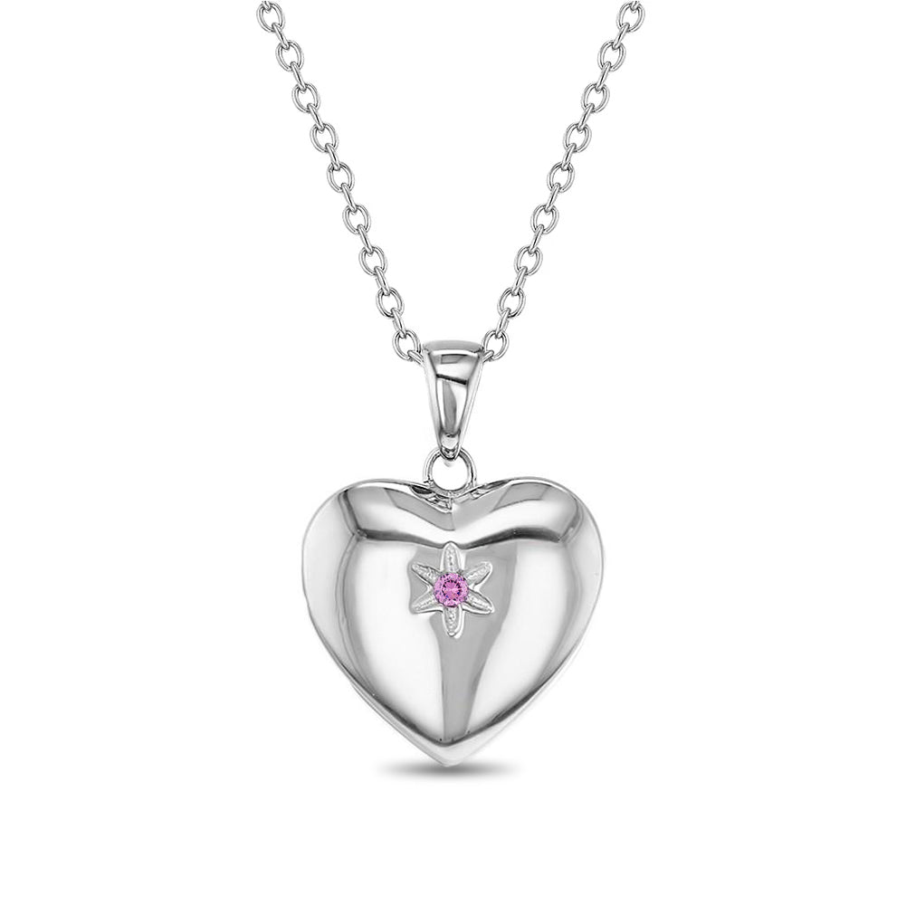 Sterling Silver Classic Heart Locket Pendant Necklace