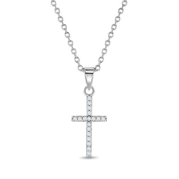 Cubic Zirconia Religious Cross Children's Necklace