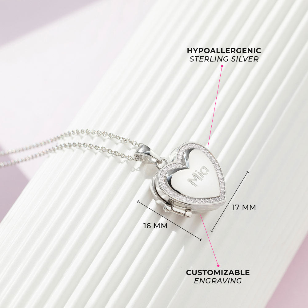 Retired Pandora Sparkling Pandora Floating Heart Locket :: Necklace Stories  797248CZ :: Authorized Online Retailer