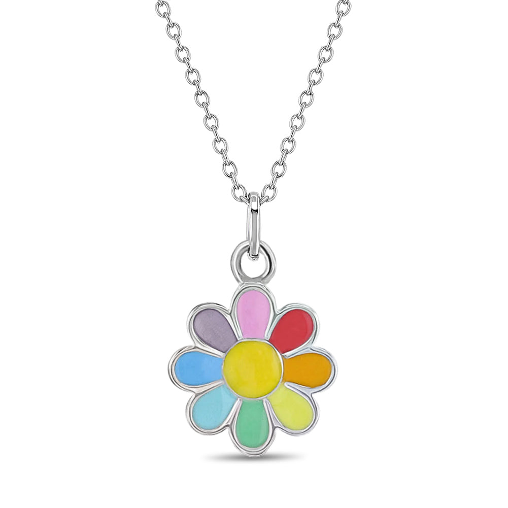 Flower Power Toddler/Kids/Girls Necklace Enamel - Sterling Silver