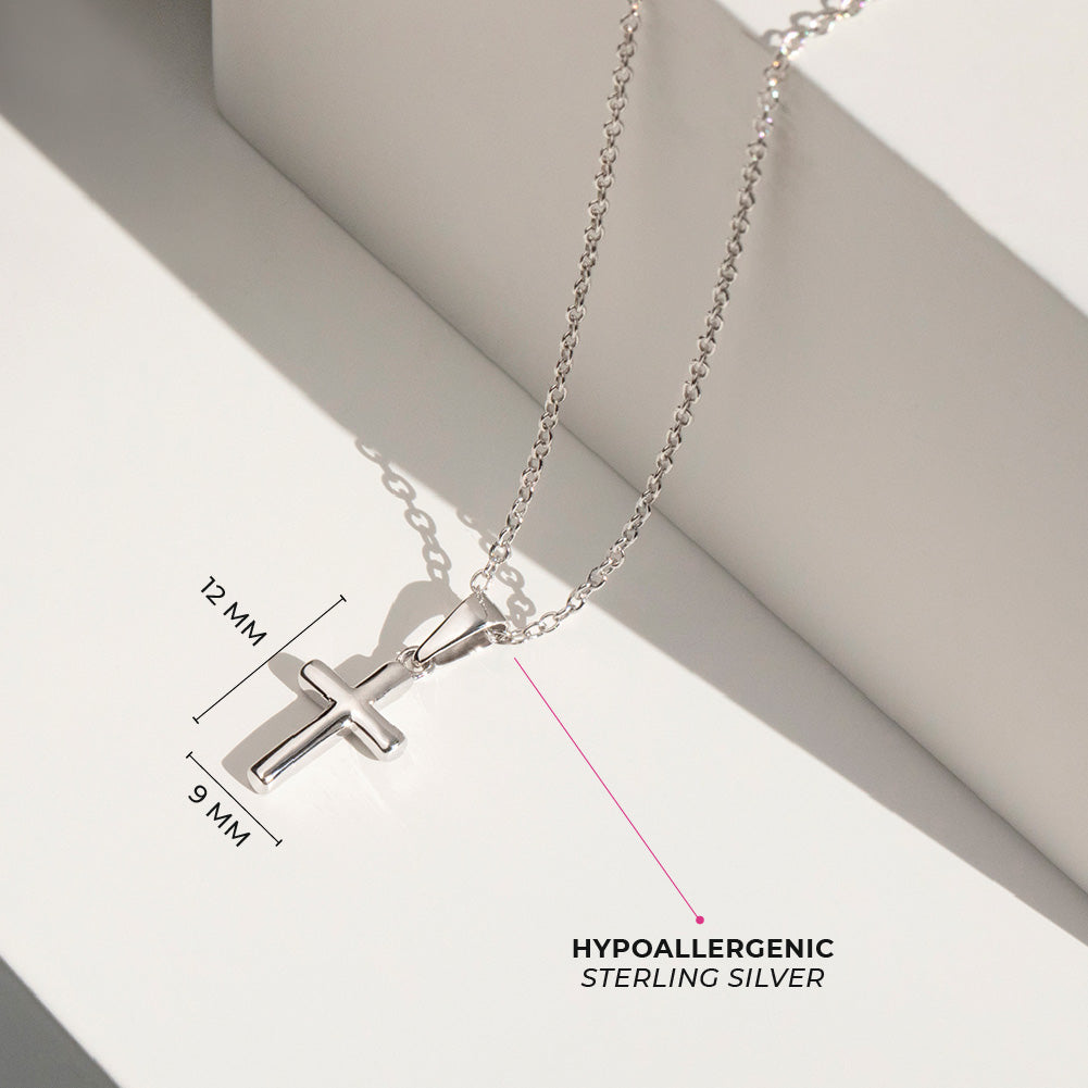Teenie Tiny Cross 12mm Toddler/Kids/Girls Necklace Religious - Sterling Silver