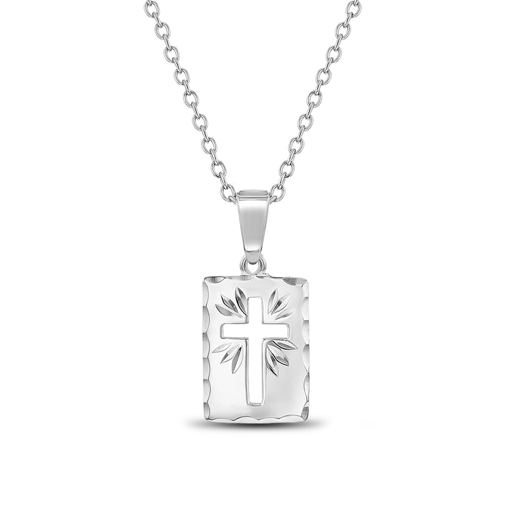 Cross & Bible 12mm Toddler/Kids/Girls Necklace Religious - Sterling Silver
