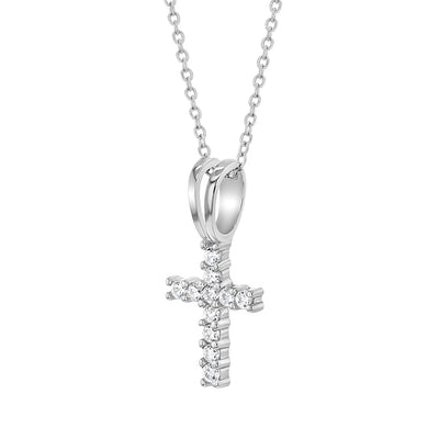 CZ Cross 14mm Toddler/Kids/Girls Necklace Religious - Sterling Silver