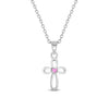 Tiny Open CZ Cross 11mm Toddler/Kids/Girls Necklace Religious - Sterling Silver