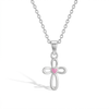 Tiny Open CZ Cross 11mm Toddler/Kids/Girls Necklace Religious - Sterling Silver