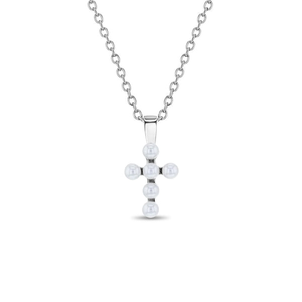 Tiny Pearl Cross Toddler Pendant Necklace