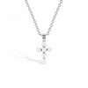Tiny Pearl Cross 13mm Toddler/Kids/Girls Necklace Religious - Sterling Silver