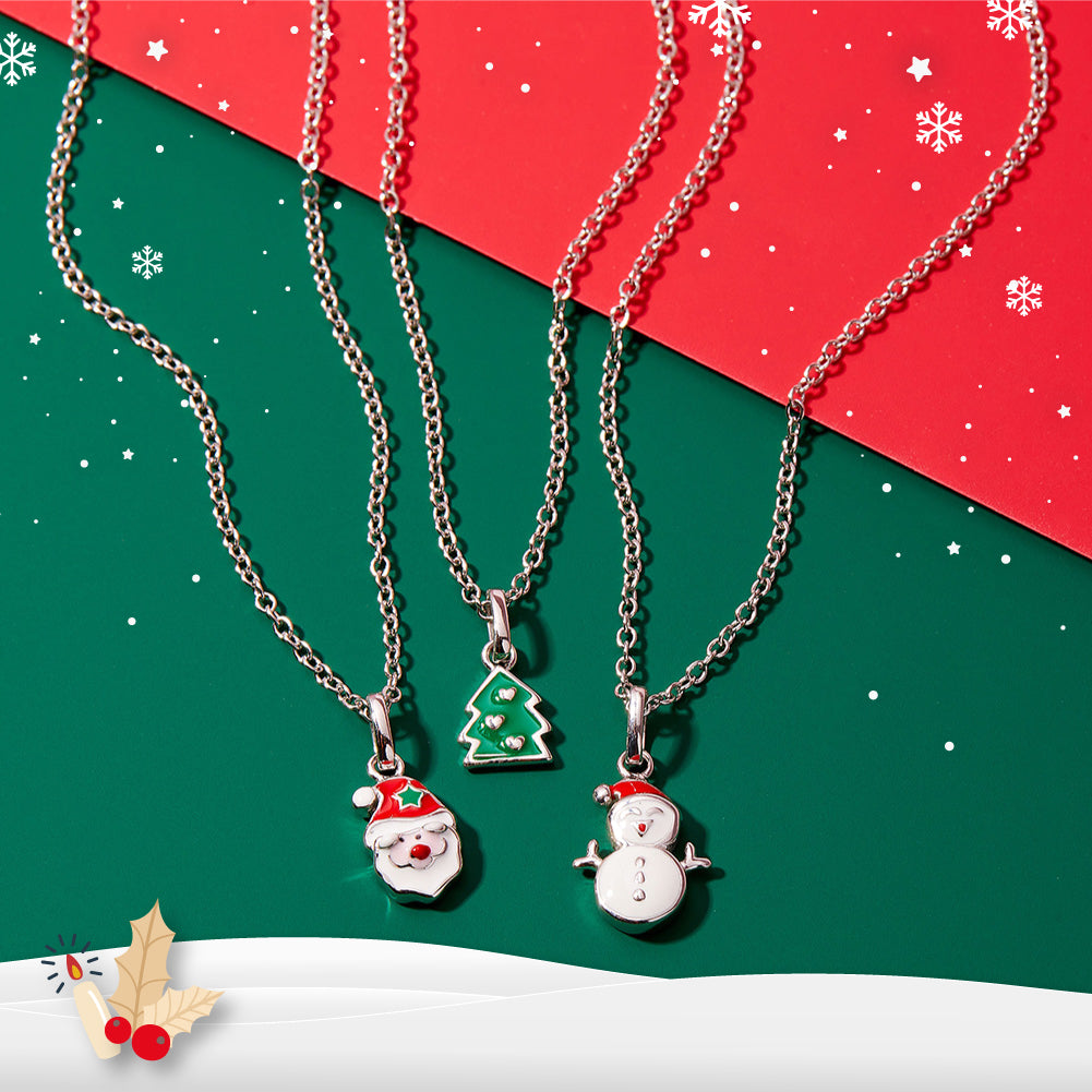Festive Christmas Tree Kids / Children's / Girls Pendant/Necklace Enamel - Sterling Silver