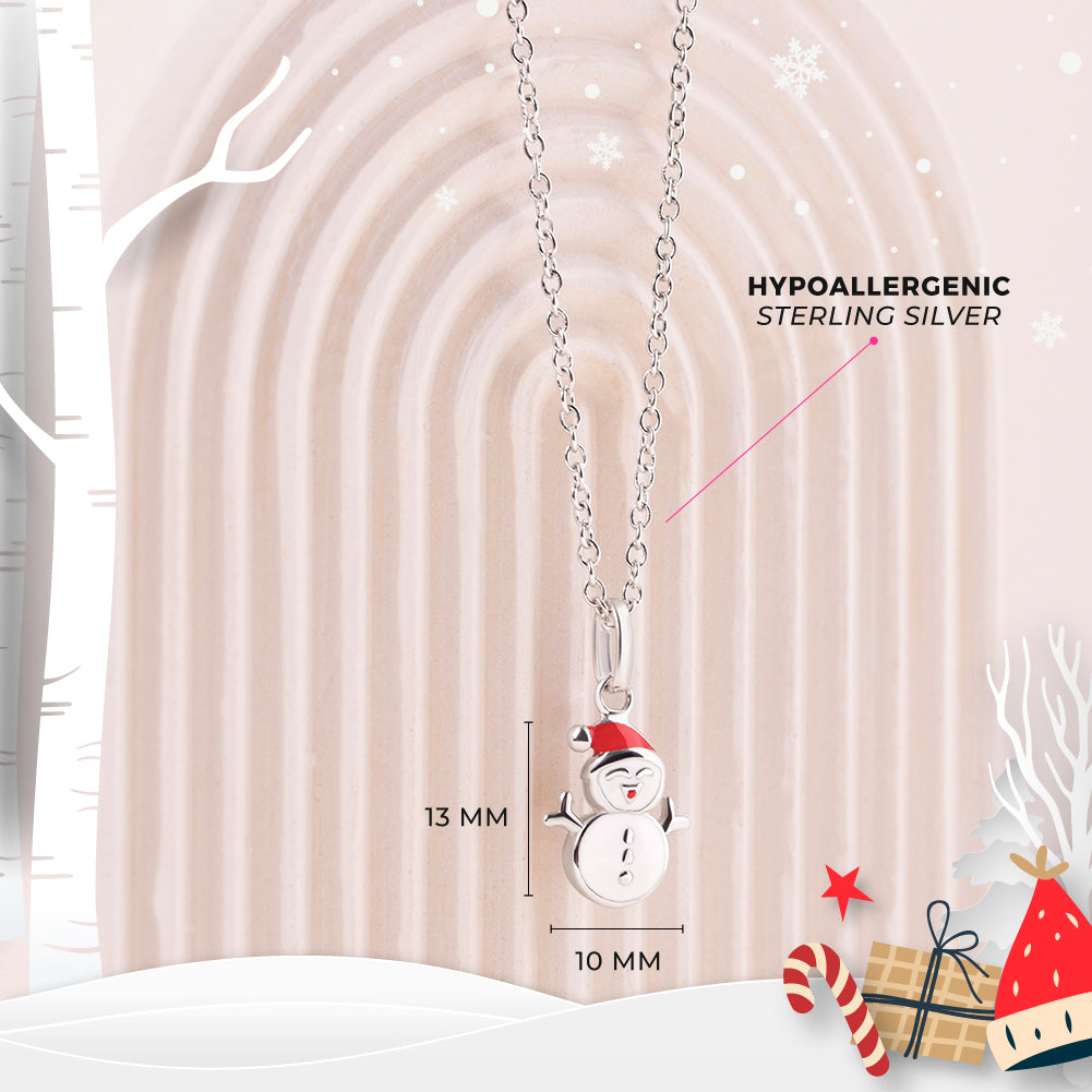 Christmas Snowman Kids / Children's / Girls Pendant/Necklace Enamel - Sterling Silver