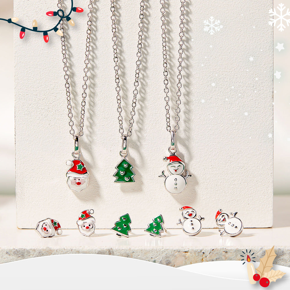 Christmas Snowman Kids / Children's / Girls Pendant/Necklace Enamel - Sterling Silver