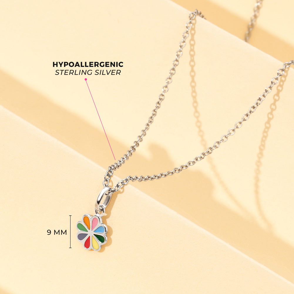 Vibrant Floral Kids / Children's / Girls Pendant/Necklace Enamel - Sterling Silver