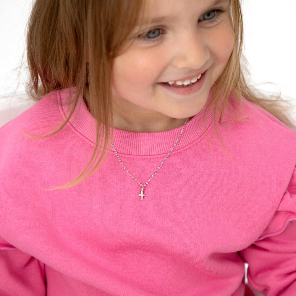 Dazzling CZ Cross  Kids / Children's / Girls Pendant/Necklace - Sterling Silver