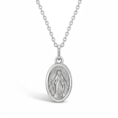 Miraculous Virgin Mary Toddler/Kids Necklace Religious - Sterling Silver
