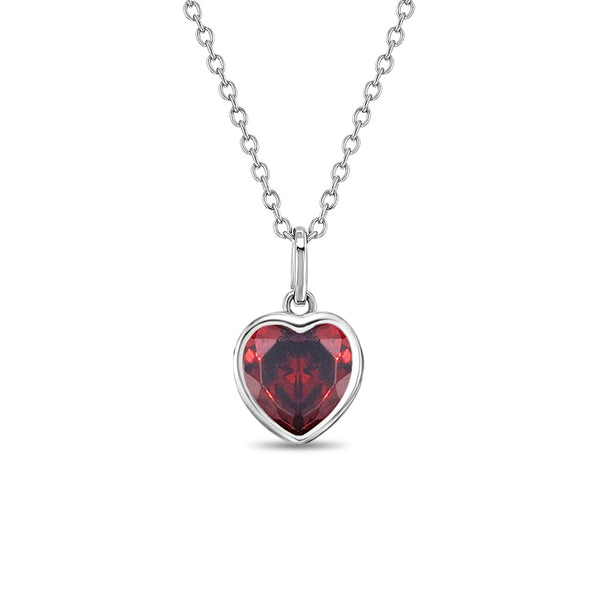 CZ Birthstone Heart Girls Necklace