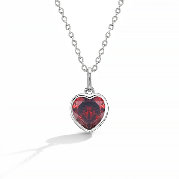 CZ Birthstone Heart Girls Necklace