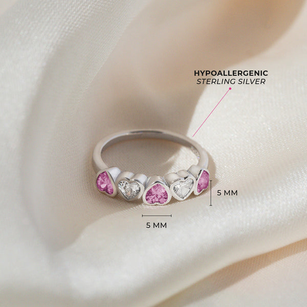 Bezel CZ Hearts Girls Ring