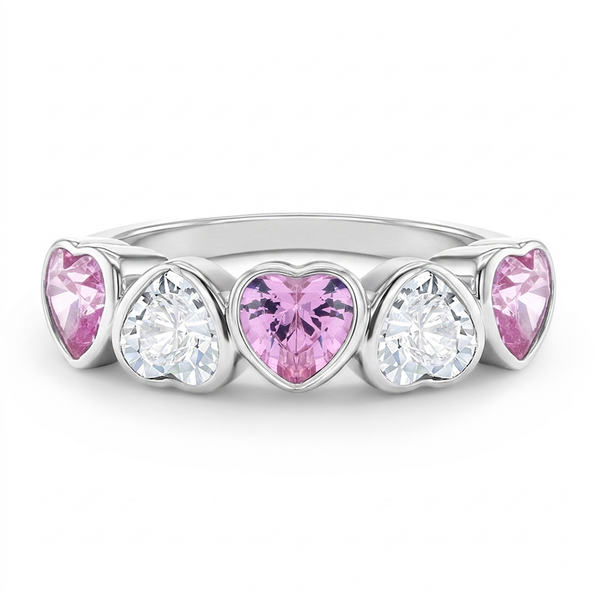 Bezel CZ Hearts Girls Ring