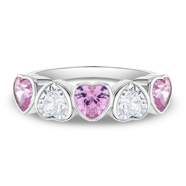 Bezel CZ Hearts Girls Ring