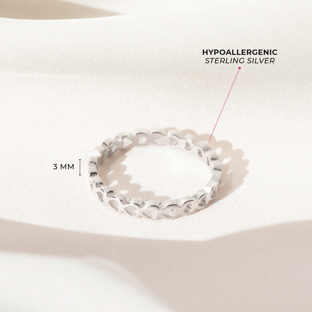 Two Hearts Beating As One Ring - Sterling Silver 925 - Sizes 4-10 - Perfect Couple Ring